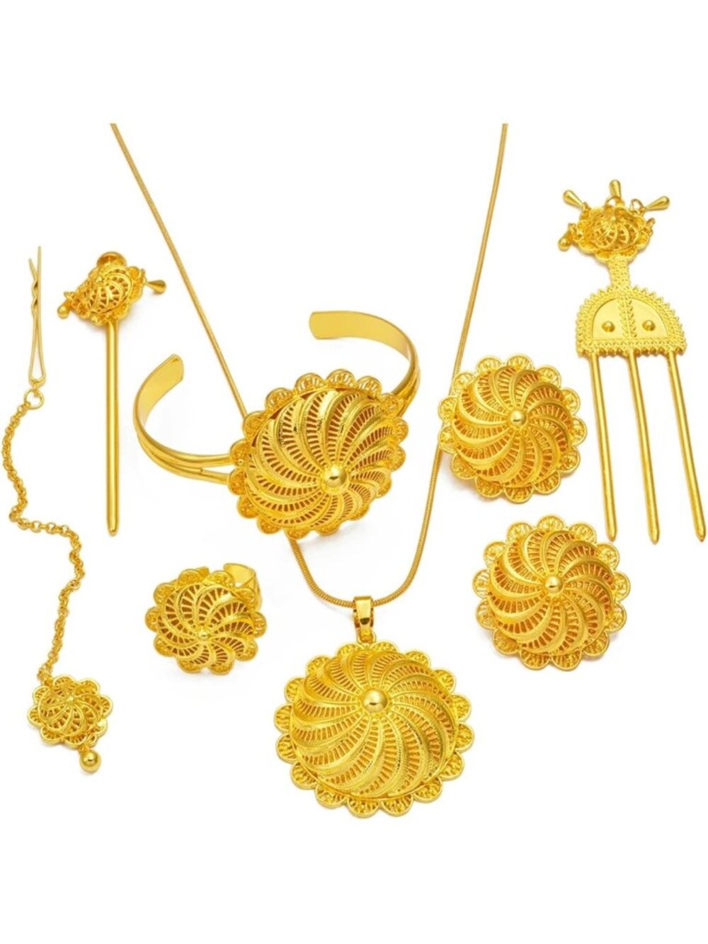 Ethiopian & Eritrean Traditional Jewelry Set for Women | 6-Piece Wedding